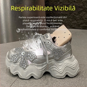 Pantofi Torre de primăvară 2025, pantofi pentru femei cu strasuri, talpă groasă, casual, care cresc în înălțime, pantofi pentru bărbați mici, cu platformă, pantofi Torre cu diamante