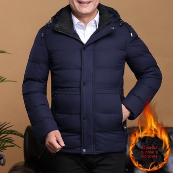 Îmbrăcăminte pentru tați de vârstă mijlocie și în vârstă, jachetă de iarnă pentru bărbați, căptușită cu fleece, groasă și caldă, cu bumbac, casual, lejeră, cu bumbac, îmbrăcăminte pentru tați