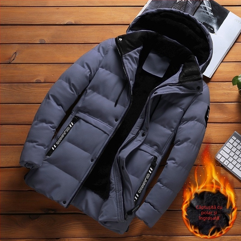 Îmbrăcăminte pentru tați de vârstă mijlocie și în vârstă, jachetă de iarnă pentru bărbați, căptușită cu fleece, groasă și caldă, cu bumbac, casual, lejeră, cu bumbac, îmbrăcăminte pentru tați