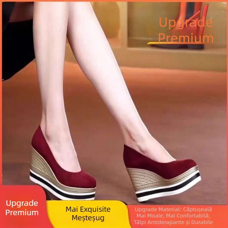 Tocuri înalte pentru femei 2025 nou toc cu platformă pantofi pentru femei fund gros impermeabil masă piele întoarsă cu cap rotund la modă pantofi cu un singur strat, toate potriviți