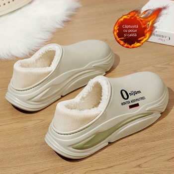 Pantofi de iarnă din bumbac pentru cupluri, stil nou, exterior, purtând pantofi caldi cu talpă groasă pentru bărbați, căptușiți cu fleece, rezistenți la frig, cu toc, din bumbac, papuci pentru femei