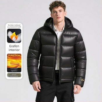 Jachetă de iarnă pentru bărbați, căptușită cu bumbac, cu glugă detașabilă, caldă, căptușită cu bumbac, nouă jachetă transfrontalieră 3D rezistentă la frig, îngroșată, pentru bărbați