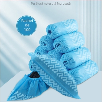 Husă de încălțăminte de unică folosință, nețesută, pentru casă, vizită la fabrică, impermeabilă la praf, imprimată, husă de încălțăminte antiderapantă cu nervuri complete, en-gros