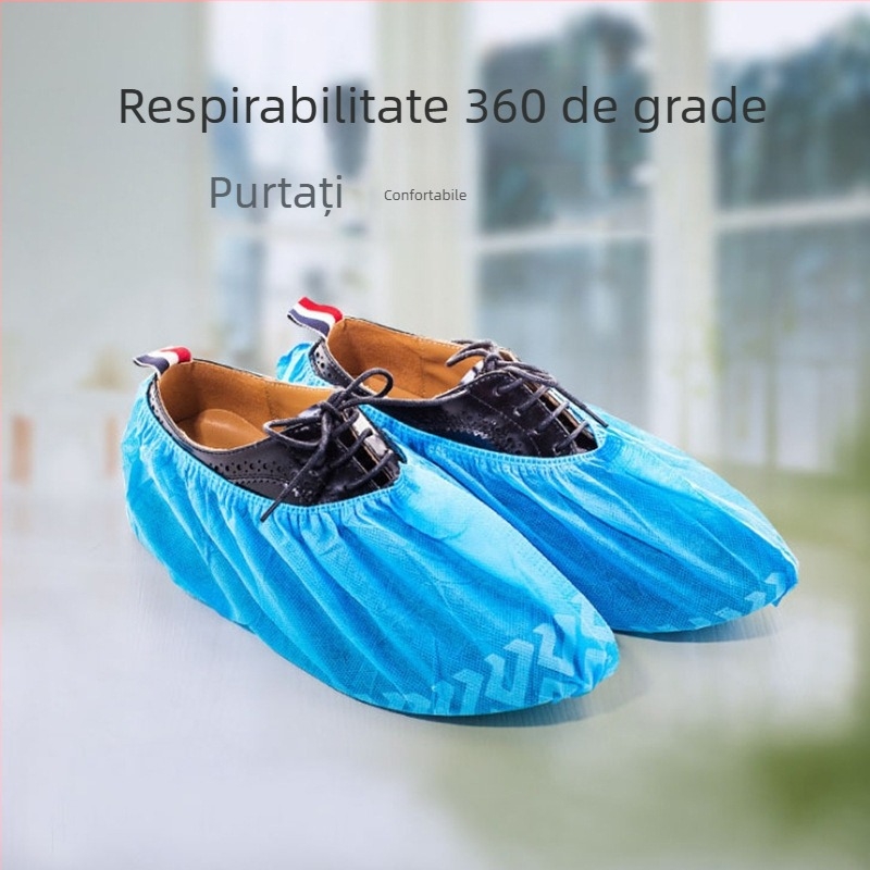 Husă de încălțăminte de unică folosință, nețesută, pentru casă, vizită la fabrică, impermeabilă la praf, imprimată, husă de încălțăminte antiderapantă cu nervuri complete, en-gros
