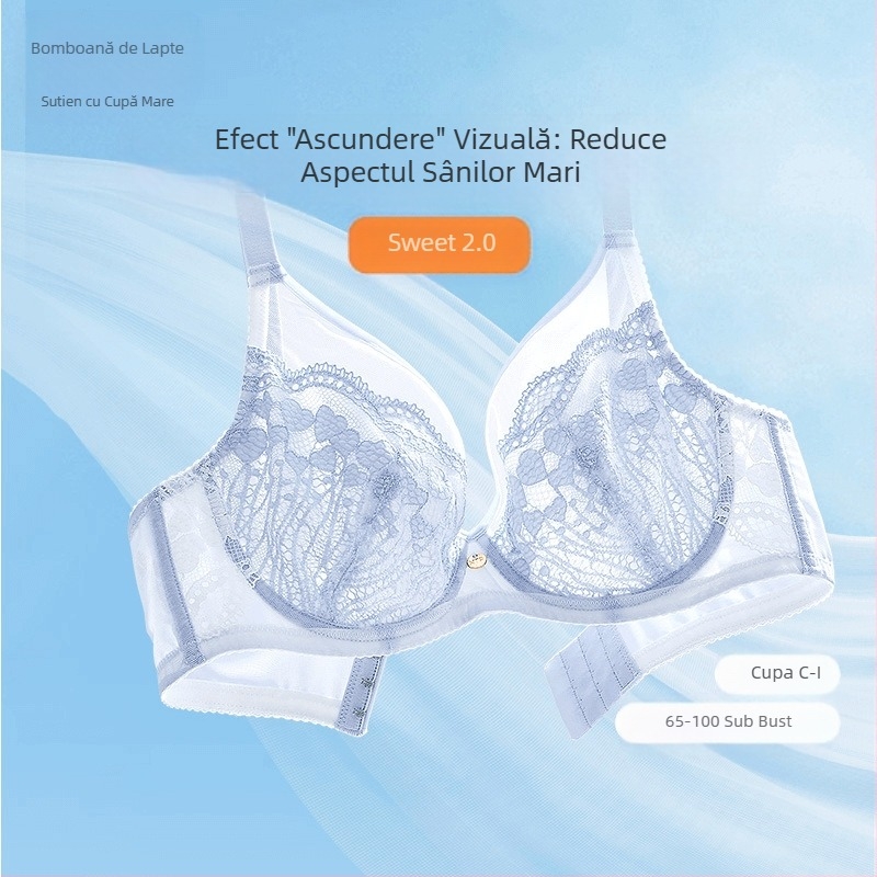 TikTok Explosions [Slight Sweet Ultra Thin 2.0] Lenjerie intimă cu cupe întregi, piept mare, sutien mic, sexy, din dantelă, dulce