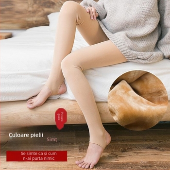 Colanți exteriori tricotați de înaltă elasticitate, căptușiți cu fleece, pentru toamnă și iarnă, pantaloni îngroșați dintr-o singură bucată, cu model iluzie, fără cusături și călduroși