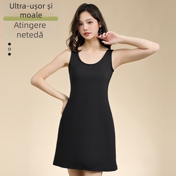 Femeii de primăvară și de vară, cu model complet, vestă, fustă interioară, rochie lungă din modal, vestă lungă, cămașă de noapte