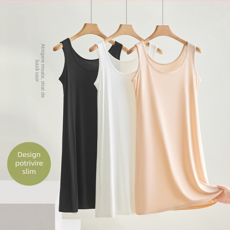 Femeii de primăvară și de vară, cu model complet, vestă, fustă interioară, rochie lungă din modal, vestă lungă, cămașă de noapte