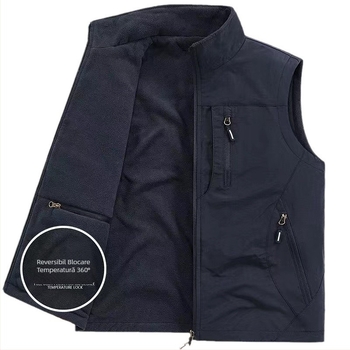 Vestă dublă îngroșată, vestă polară din fleece, cu buzunar, căptușită cu fleece, pentru exterior, plus mărime, vestă fără mâneci
