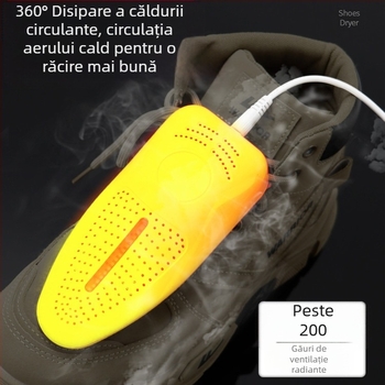 Uscător de încălțăminte, uscător de încălțăminte, încălzitor de încălțăminte, coacere a pantofilor, dezodorizare, sterilizare, material anti-scurgere ignifug, încălzire la temperatură constantă