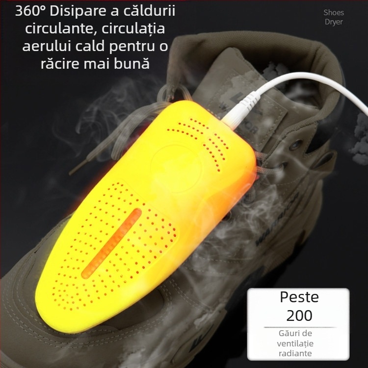 Uscător de încălțăminte, uscător de încălțăminte, încălzitor de încălțăminte, coacere a pantofilor, dezodorizare, sterilizare, material anti-scurgere ignifug, încălzire la temperatură constantă