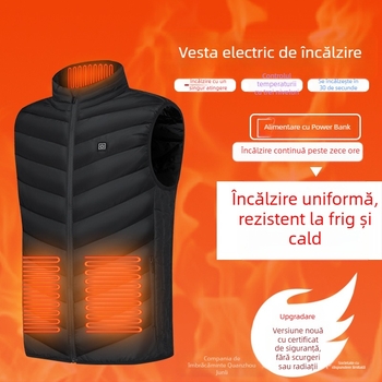 Vestă de încălzire pentru tineri, vestă de încălzire pentru bărbați, cu încărcare inteligentă, guler fără mâneci, încălzire electrică, vestă de încălzire pentru vârstnici și persoane în vârstă