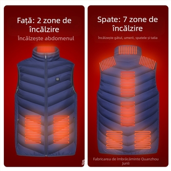 Vestă de încălzire pentru tineri, vestă de încălzire pentru bărbați, cu încărcare inteligentă, guler fără mâneci, încălzire electrică, vestă de încălzire pentru vârstnici și persoane în vârstă
