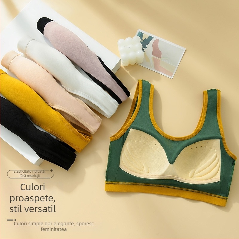 Camizolă dintr-o singură piesă cu cupă fixă, fără inel de oțel, lenjerie sport cu bretele largi pentru umăr, înfășurată în spate, lenjerie intimă tip tub