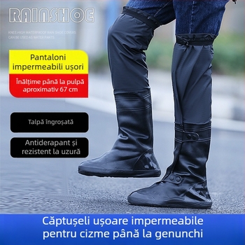 Husă antiderapantă pentru încălțăminte de ploaie peste genunchi, îngroșată, rezistentă la uzură, impermeabilă, pentru bărbați și femei, pantaloni de apă pentru călărie, pantaloni de ploaie dintr-o singură piesă, livrare transfrontalieră