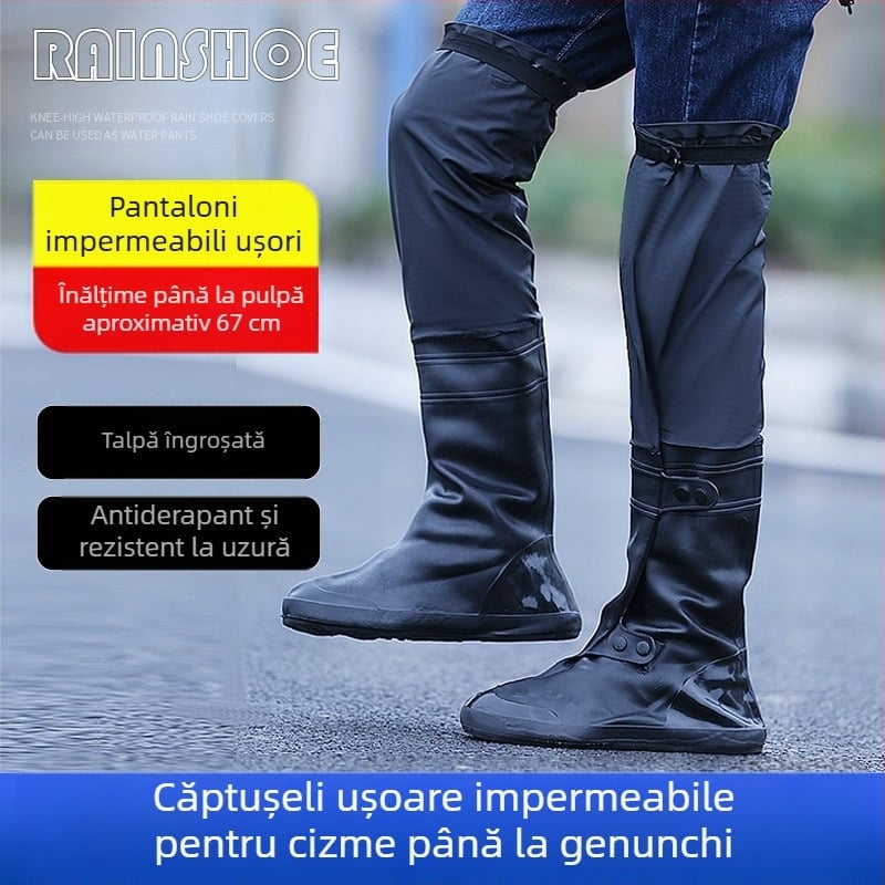 Husă antiderapantă pentru încălțăminte de ploaie peste genunchi, îngroșată, rezistentă la uzură, impermeabilă, pentru bărbați și femei, pantaloni de apă pentru călărie, pantaloni de ploaie dintr-o singură piesă, livrare transfrontalieră