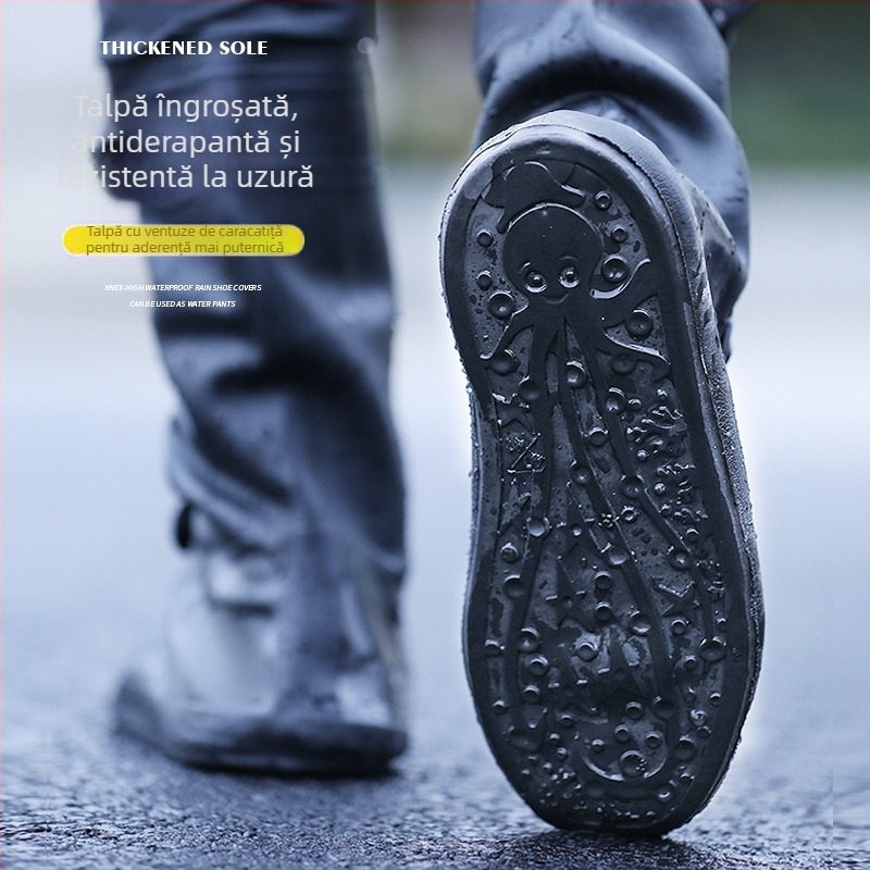 Husă antiderapantă pentru încălțăminte de ploaie peste genunchi, îngroșată, rezistentă la uzură, impermeabilă, pentru bărbați și femei, pantaloni de apă pentru călărie, pantaloni de ploaie dintr-o singură piesă, livrare transfrontalieră