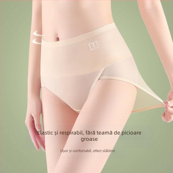 Meiya Ting Ice Silk Cool Feet Big Mouth Lenjerie de damă de vară ușoară permeabilă din bumbac între picioare, talie înaltă, abdomen, colorare lenjerie intimă