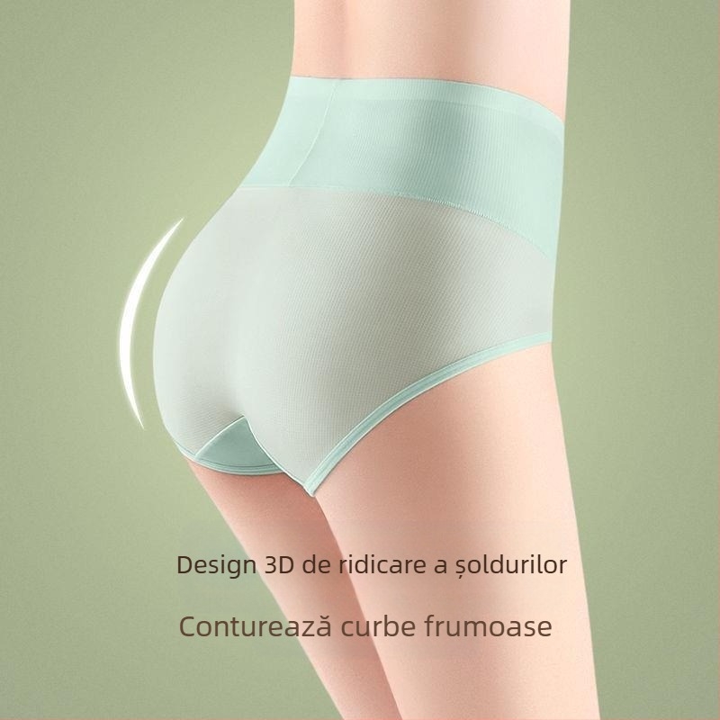 Meiya Ting Ice Silk Cool Feet Big Mouth Lenjerie de damă de vară ușoară permeabilă din bumbac între picioare, talie înaltă, abdomen, colorare lenjerie intimă