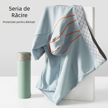 Pantaloni cu cinci puncte pentru bărbați Amazon, culoare contrastantă, chiloți din mătase de gheață, talie medie, respirabil, anti-uzură, boxeri pentru bărbați, mărime plus