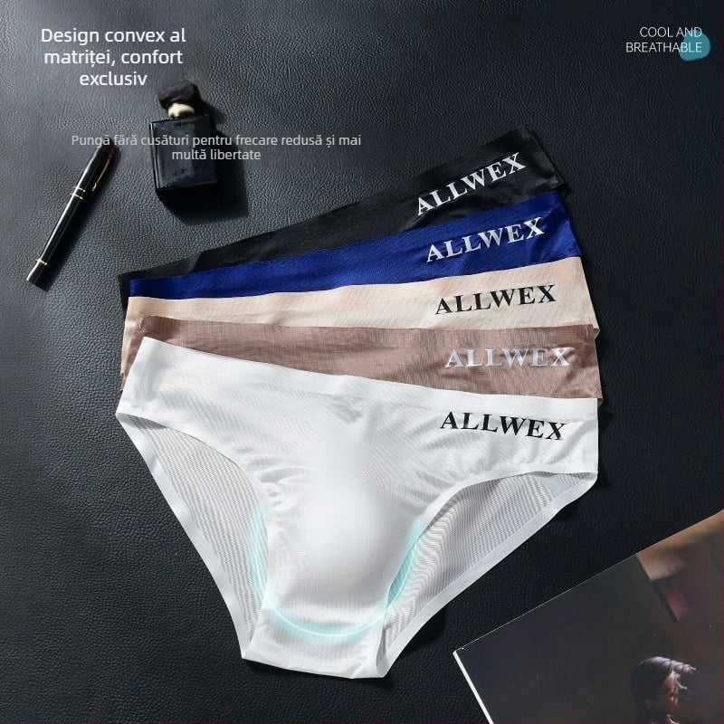 Men's Men's Underwear Lenjerie intimă cu talie joasă, transparent, acoperit cu scrisori, sexy, acoperit cu ou, respirabil, cu gheață, mătase, comerț exterior