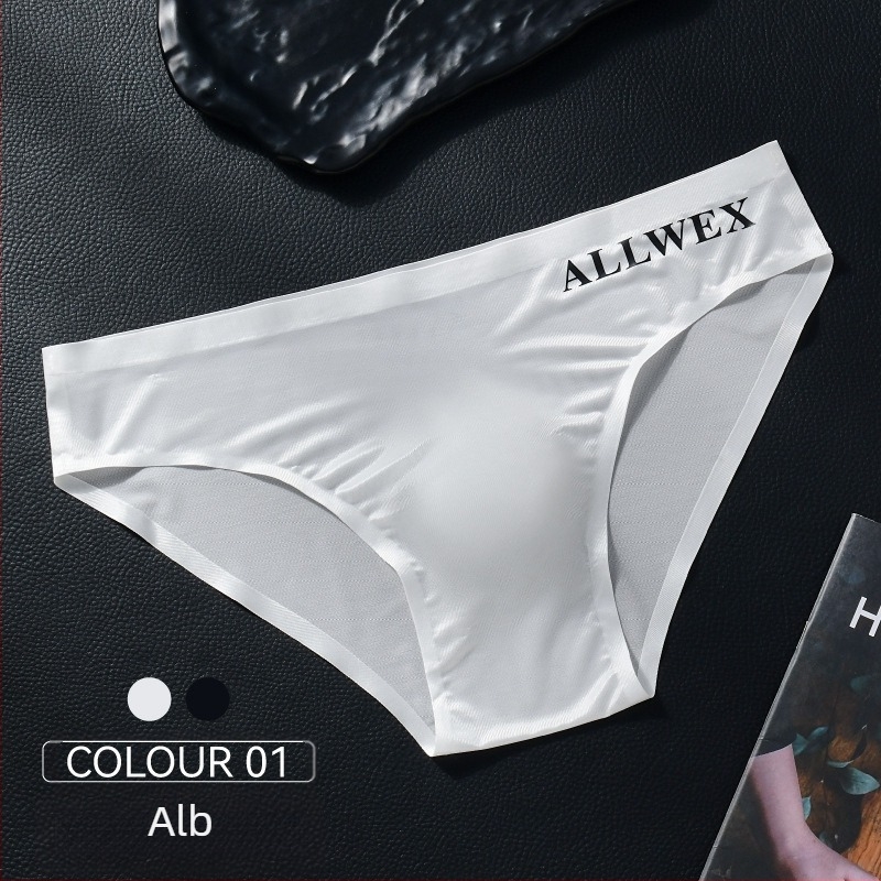 Men's Men's Underwear Lenjerie intimă cu talie joasă, transparent, acoperit cu scrisori, sexy, acoperit cu ou, respirabil, cu gheață, mătase, comerț exterior