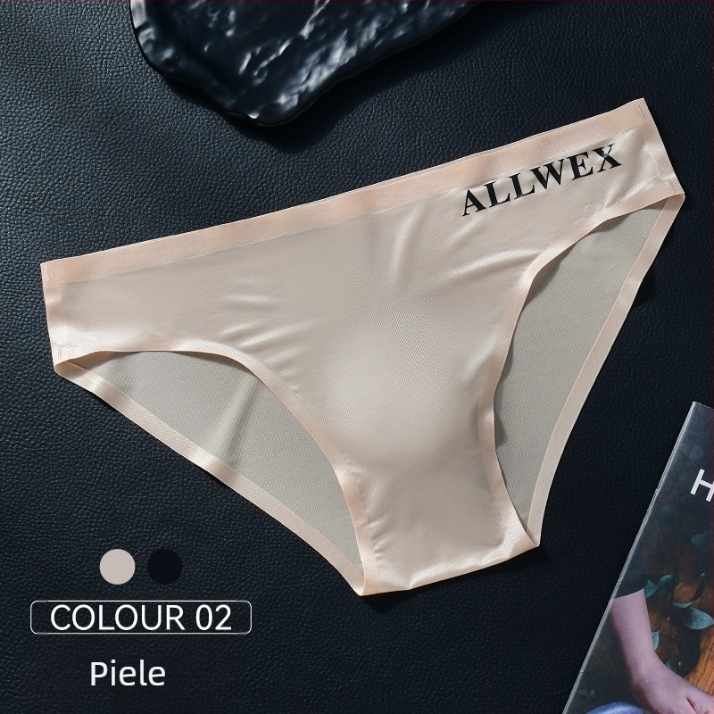 Men's Men's Underwear Lenjerie intimă cu talie joasă, transparent, acoperit cu scrisori, sexy, acoperit cu ou, respirabil, cu gheață, mătase, comerț exterior