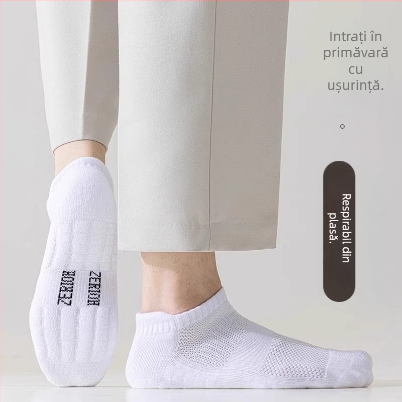 Șosete Zhuji pentru bărbați, șosete scurte de vară, subțiri din bumbac, deodorante, absorbante de transpirație, sport, băieți, vară, alb-negru, tub scurt, maree