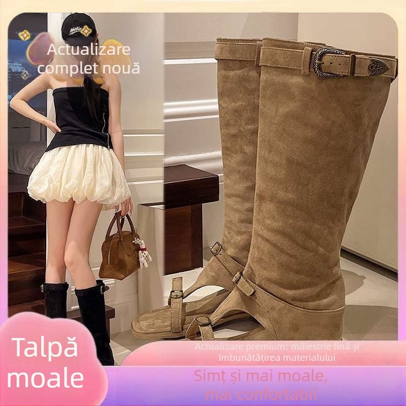 Sandale de vară pentru femei de nișă, cu talpă goală, 2025, cu creștere internă a înălțimii, cizme înalte și subțiri, sandale respirabile la modă