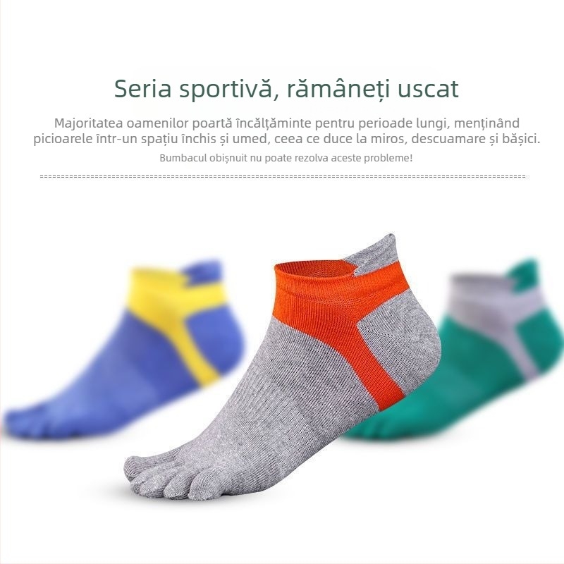 Șosete cu cinci degete pentru bărbați, vară, subțiri, cu tub scurt, pentru barcă, respirabile, absorbante de transpirație, din bumbac, protecție împotriva rădăcinilor, sporturi în aer liber, anti-alunecare, cu vârful divizat