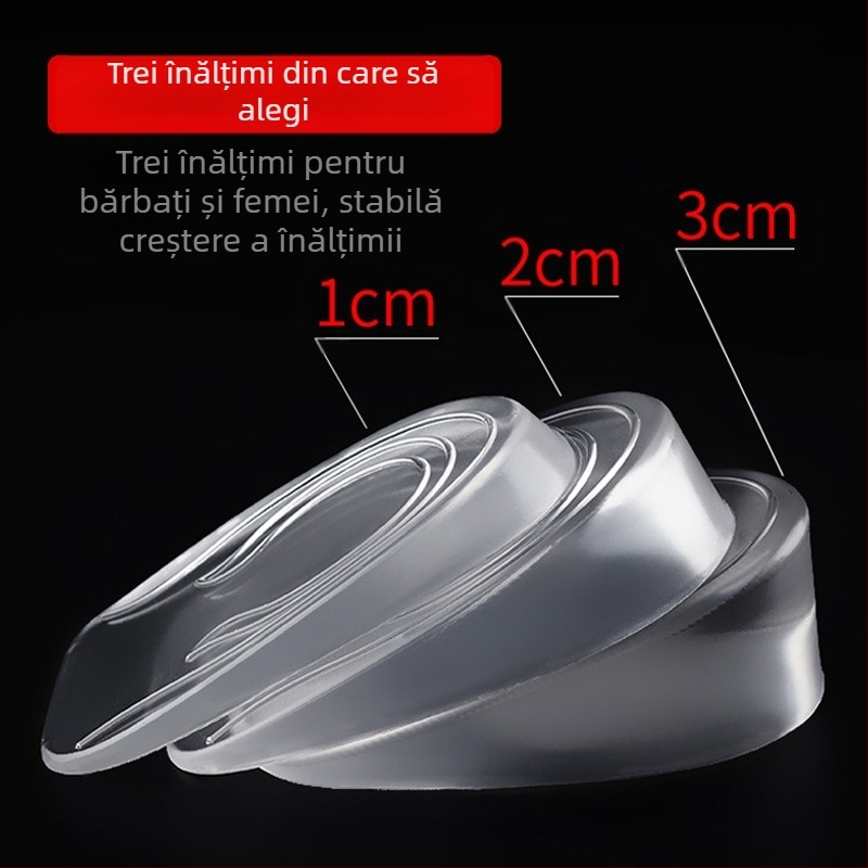 Branțuri unisex transparente, absorbante de șocuri, antiderapante, moi, lavabile, din silicon, la jumătate de mărime, pentru creșterea înălțimii călcâiului, confortabile, en-gros, producător