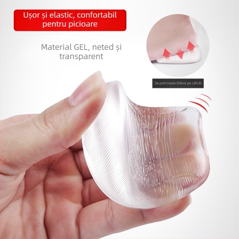 Branțuri unisex transparente, absorbante de șocuri, antiderapante, moi, lavabile, din silicon, la jumătate de mărime, pentru creșterea înălțimii călcâiului, confortabile, en-gros, producător