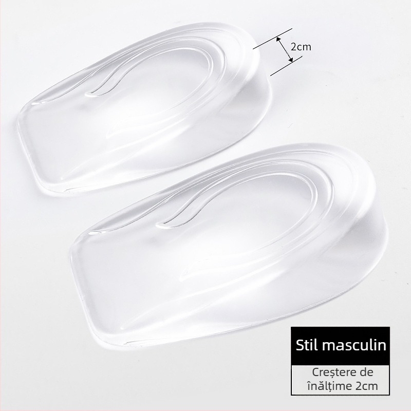 Branțuri unisex transparente, absorbante de șocuri, antiderapante, moi, lavabile, din silicon, la jumătate de mărime, pentru creșterea înălțimii călcâiului, confortabile, en-gros, producător
