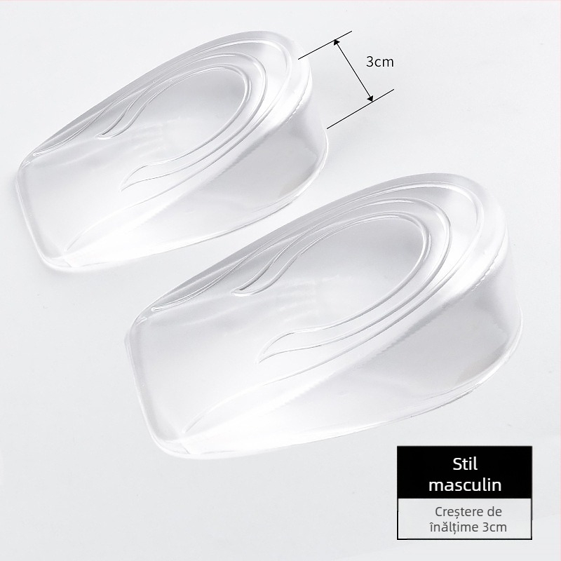 Branțuri unisex transparente, absorbante de șocuri, antiderapante, moi, lavabile, din silicon, la jumătate de mărime, pentru creșterea înălțimii călcâiului, confortabile, en-gros, producător
