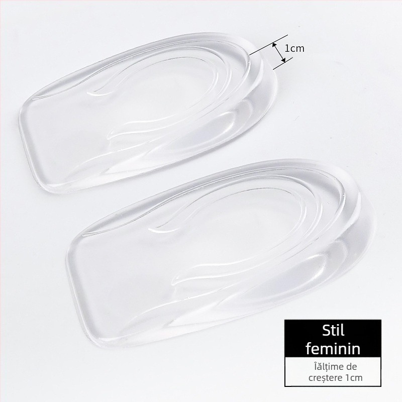 Branțuri unisex transparente, absorbante de șocuri, antiderapante, moi, lavabile, din silicon, la jumătate de mărime, pentru creșterea înălțimii călcâiului, confortabile, en-gros, producător