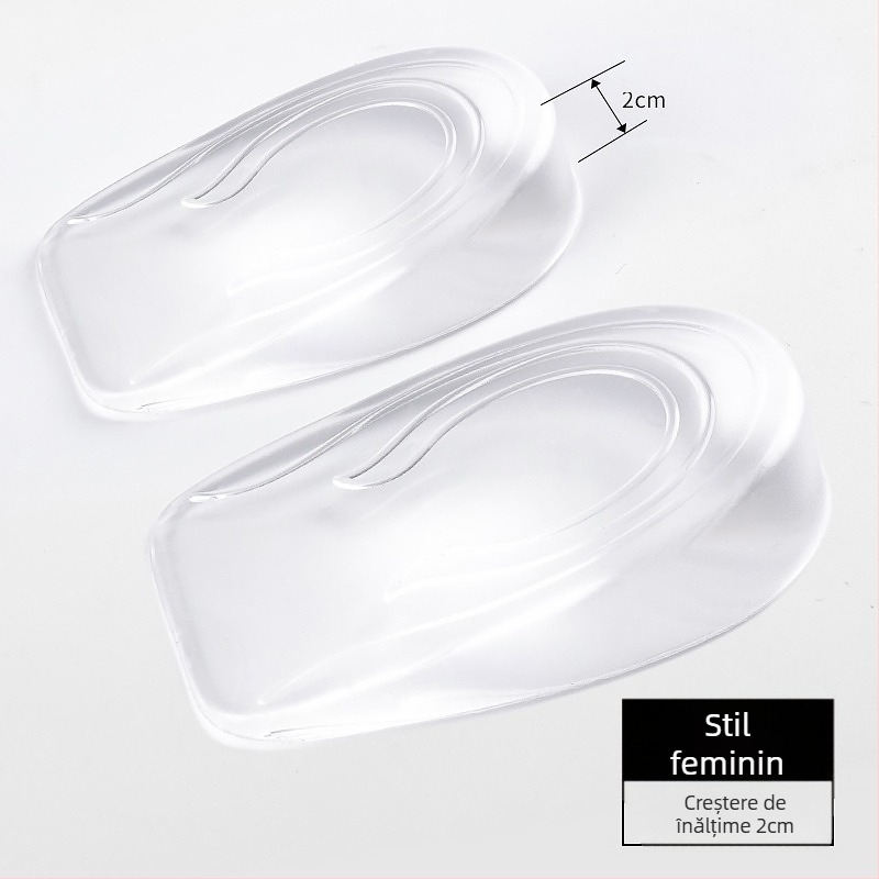 Branțuri unisex transparente, absorbante de șocuri, antiderapante, moi, lavabile, din silicon, la jumătate de mărime, pentru creșterea înălțimii călcâiului, confortabile, en-gros, producător