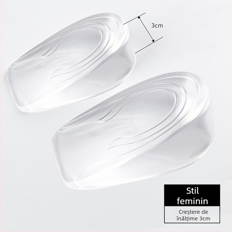 Branțuri unisex transparente, absorbante de șocuri, antiderapante, moi, lavabile, din silicon, la jumătate de mărime, pentru creșterea înălțimii călcâiului, confortabile, en-gros, producător