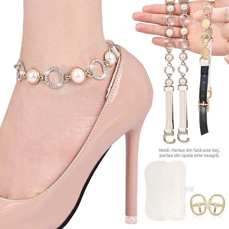 Cizme cu toc înalt cu model trifoi cu patru foi, model daisy, cu șireturi reglabile și fără instalare, curea de fixare invizibilă pentru a preveni călcâiul