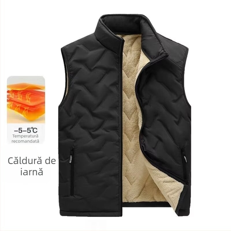 Vestă de bumbac în relief pentru toamnă și iarnă, îmbrăcăminte la modă pentru bărbați, vestă căptușită caldă, vestă de catifea, en-gros