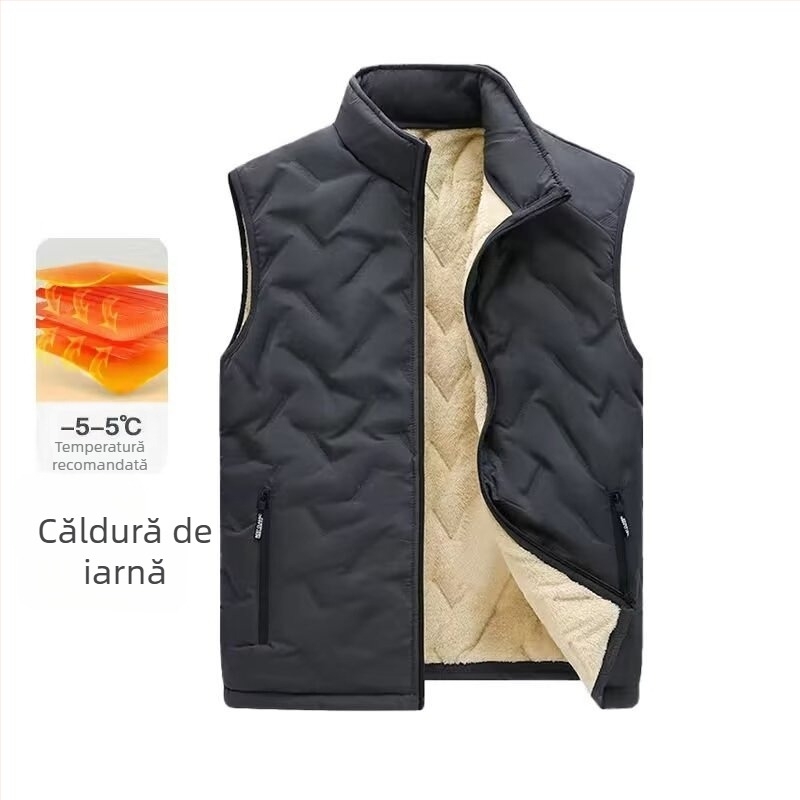 Vestă de bumbac în relief pentru toamnă și iarnă, îmbrăcăminte la modă pentru bărbați, vestă căptușită caldă, vestă de catifea, en-gros