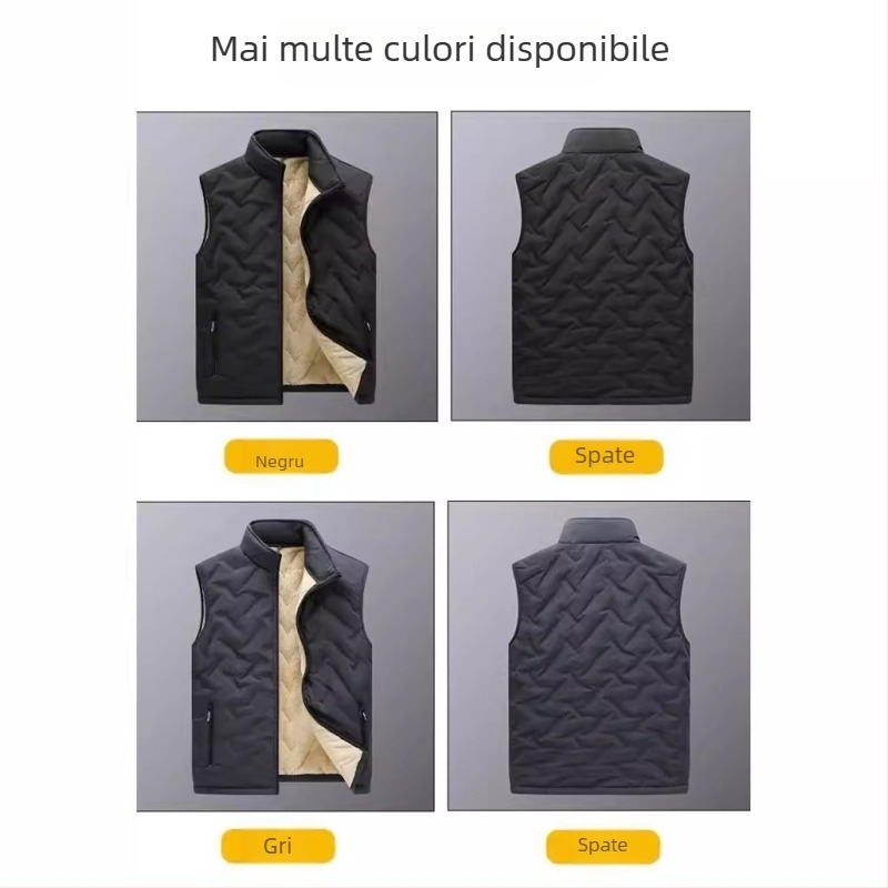 Vestă de bumbac în relief pentru toamnă și iarnă, îmbrăcăminte la modă pentru bărbați, vestă căptușită caldă, vestă de catifea, en-gros