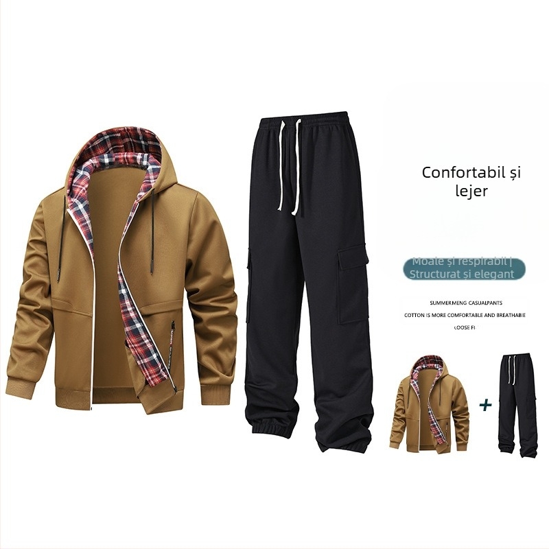 Men's Fashion Fashion Casual Jacket mânecă lungă cu glugă și bumbac Cardigan jachetă de bumbac mânecă lungă