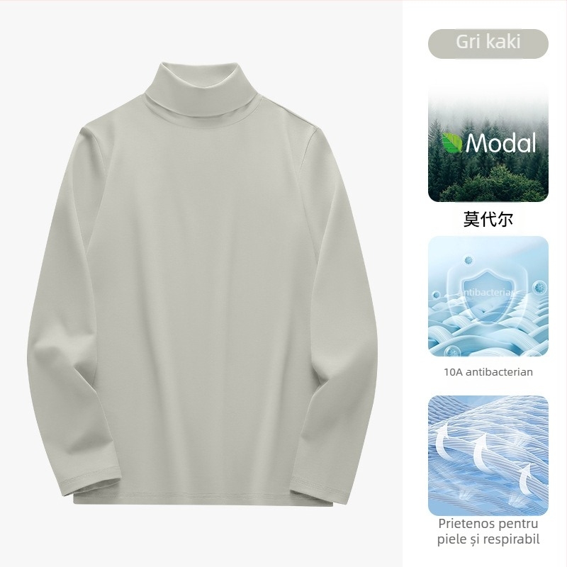 Tricou cu mânecă lungă pentru bărbați, stil anii 50, cu guler înalt, cămașă de lux accesibilă, cu mânecă lungă, casual, stil bărbați