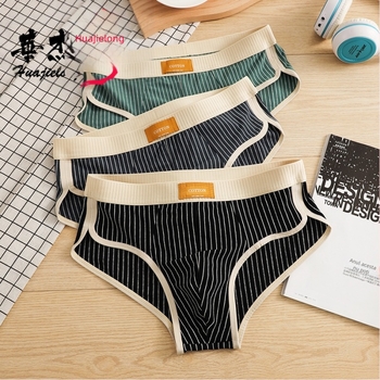 Huajielong, lenjerie intimă bărbătească din bumbac cu dungi, chiloți respirabili, pantaloni scurți la modă pentru bărbați, o generație de păr