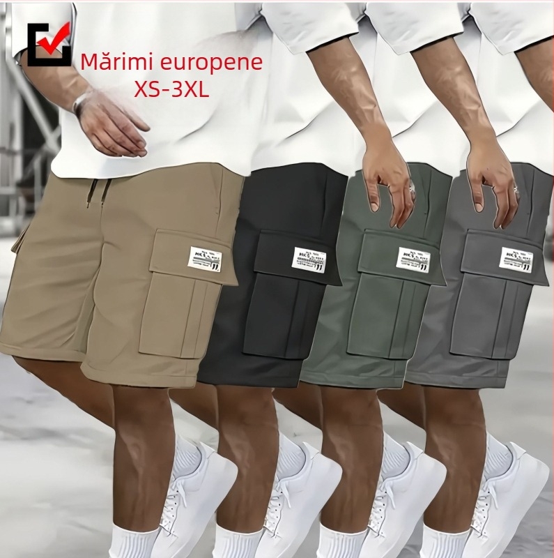 Pantaloni scurți cargo de mărime europeană, exclusivi la nivel transfrontalier, de la XS la 3XL, pantaloni scurți sport casual, lejeri, cu cinci puncte și buzunare multiple