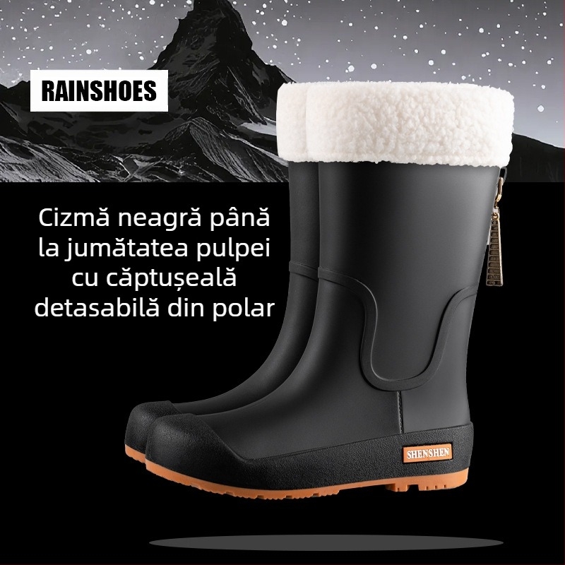 Pantofi de ploaie pentru femei, impermeabili, antiderapanți, cu butuc înalt, cizme de ploaie pentru adulți, pantofi de cauciuc rezistenți la uzură, cu butuc lung, pantofi de apă