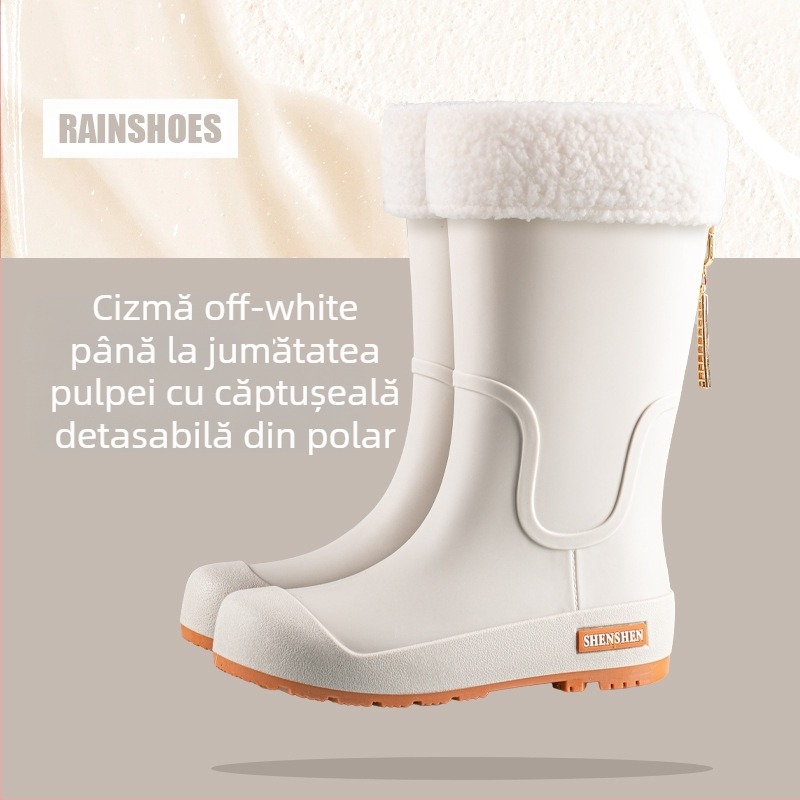 Pantofi de ploaie pentru femei, impermeabili, antiderapanți, cu butuc înalt, cizme de ploaie pentru adulți, pantofi de cauciuc rezistenți la uzură, cu butuc lung, pantofi de apă
