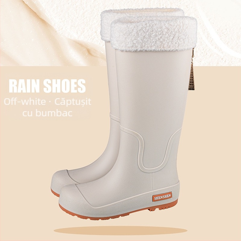 Pantofi de ploaie pentru femei, impermeabili, antiderapanți, cu butuc înalt, cizme de ploaie pentru adulți, pantofi de cauciuc rezistenți la uzură, cu butuc lung, pantofi de apă