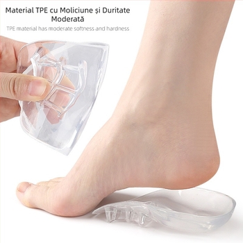 Semi-pernuță transparentă pentru arc plantar pentru adulți cu picioare arcuite în interior și în exterior, pernuță ortopedică pentru arcul posterior, branț plat cu suport pentru arc plantar