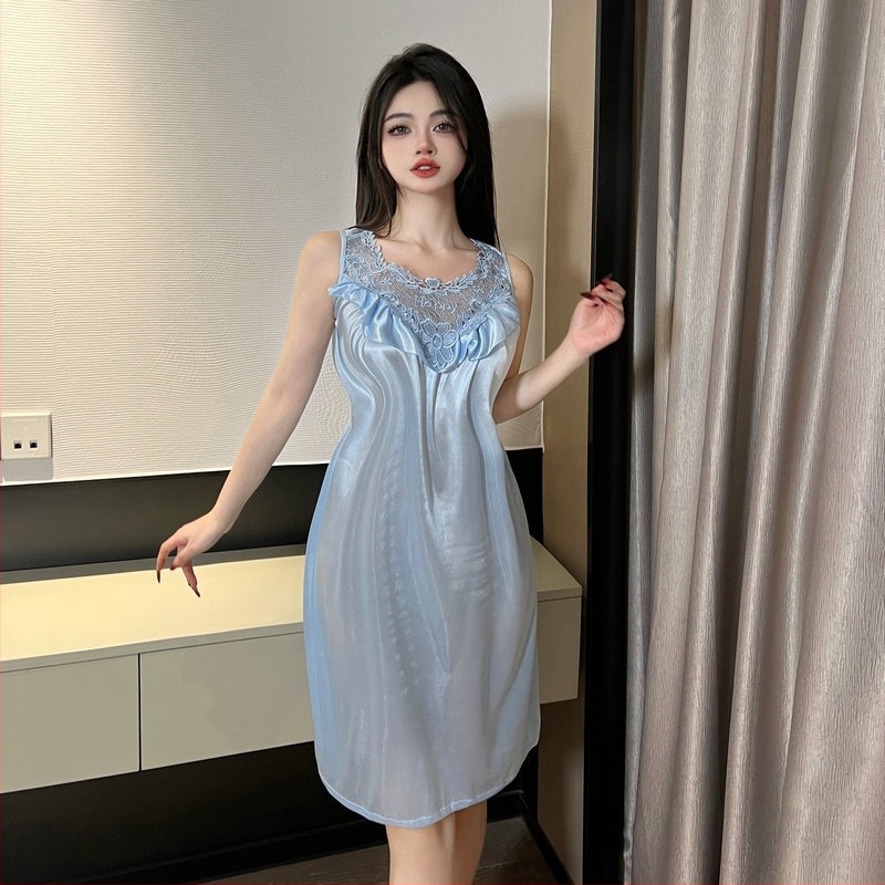 Comerț exterior plus grăsime sexy cămașă de noapte subțire de vară gheață mătase vrac cămașă de noapte dorință pură vânt sling cămașă de noapte femei 4002